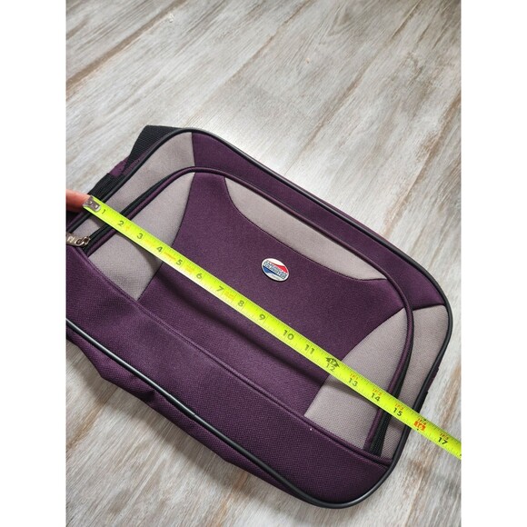 NWOT American Tourister Purple Gray Canvas Overnight Carry-on Bag 15x10x5" - Picture 8 of 10